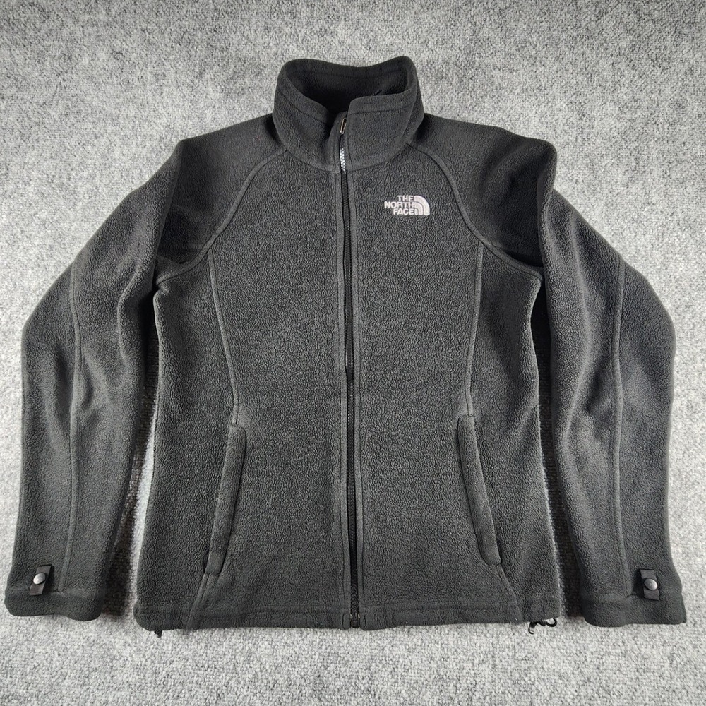 The North Face Womens Black Full Zip Fleece Jacket Size Small S P Stand Collar